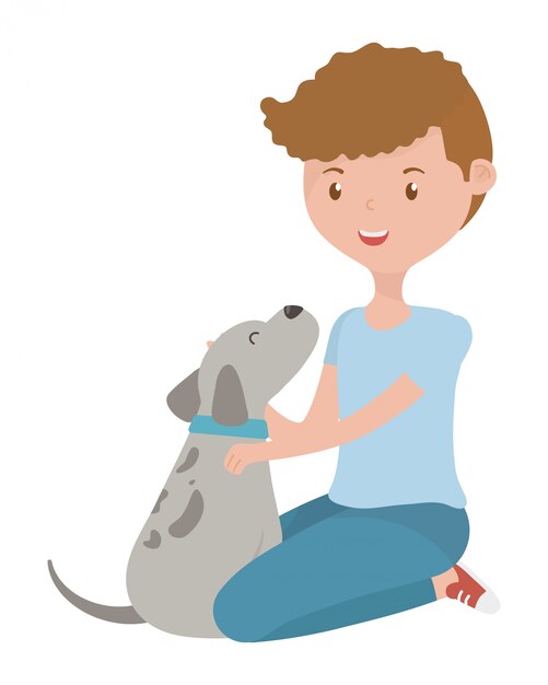 Boy with dog of cartoon 