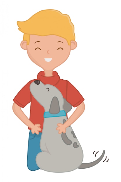 Free Vector boy with dog of cartoon 