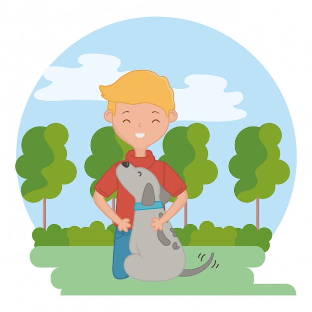 Boy with dog of cartoon 