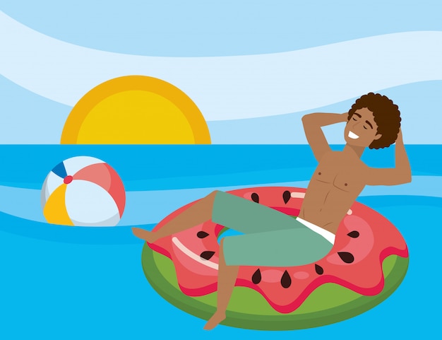 Free Vector boy with summer swimwear 