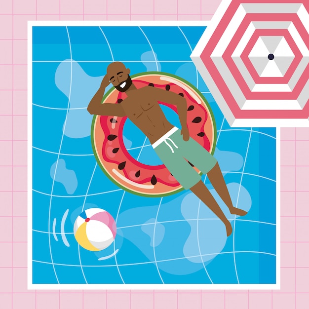 Free Vector boy with summer swimwear 