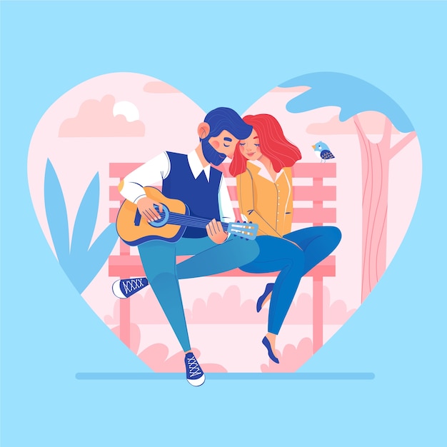 Free Vector boyfriend playing the guitar in park