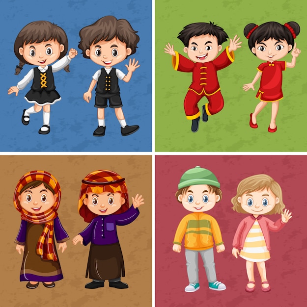 Boys and girls in tradional costumes