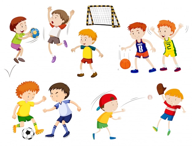 Free Vector boys playing different sports illustration