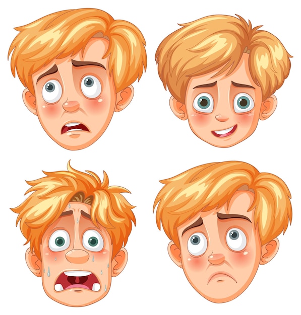 Free Vector boys various facial expressions