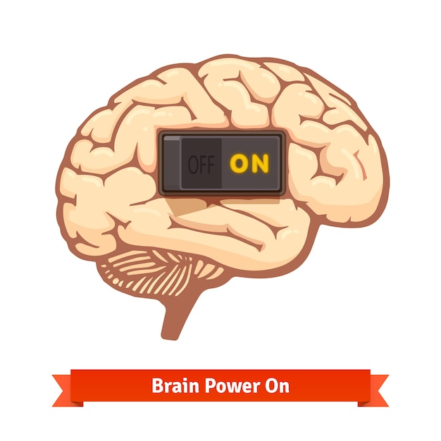 Brain power switch on. Strong mind concept