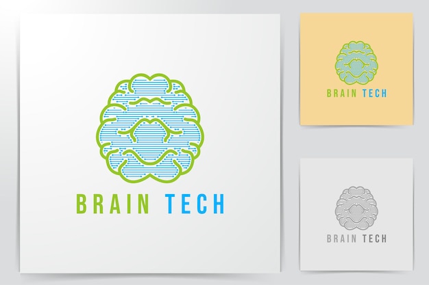 Free vector brain tech logo inspiration logo design. template vector illustration. isolated on white background