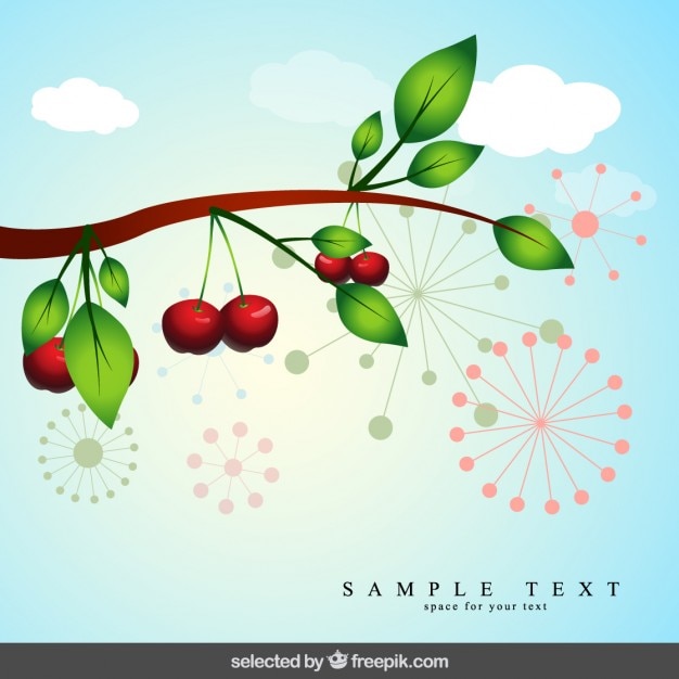 Free Vector branch with cherries background