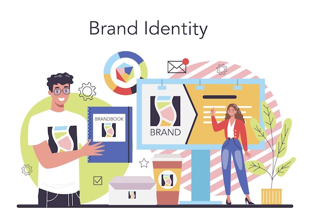 Free vector brand concept marketing strategy and unique design of a company or product brand recognition and identity building isolated flat vector illustration