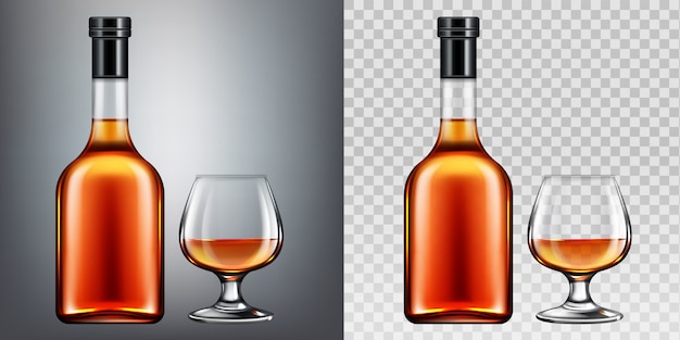 Brandy bottle and glass