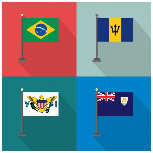 Free Vector brazil barbados fidji flags