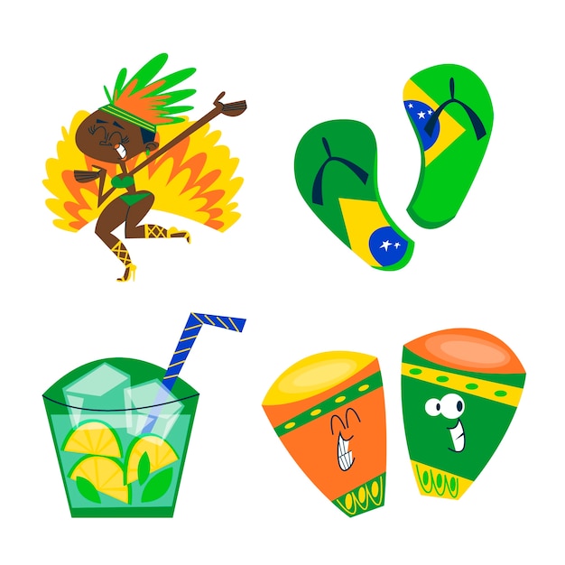 Free Vector brazil carnival sticker set