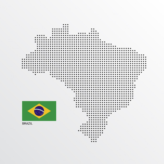 Brazil Map design with flag and light background vector 