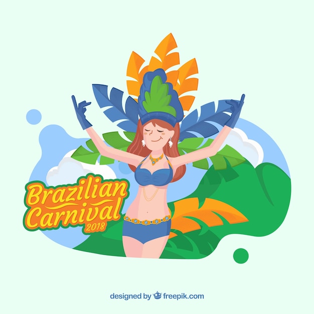 Brazilian carnival background with woman in bikini