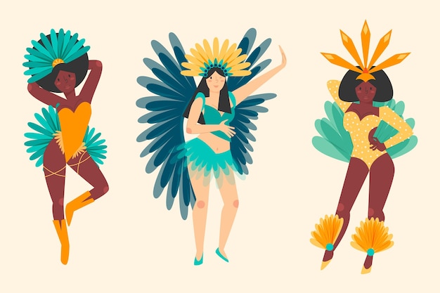 Free Vector brazilian carnival dancer collection