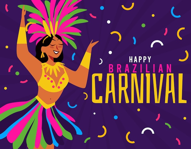 Brazilian carnival dancer illustration