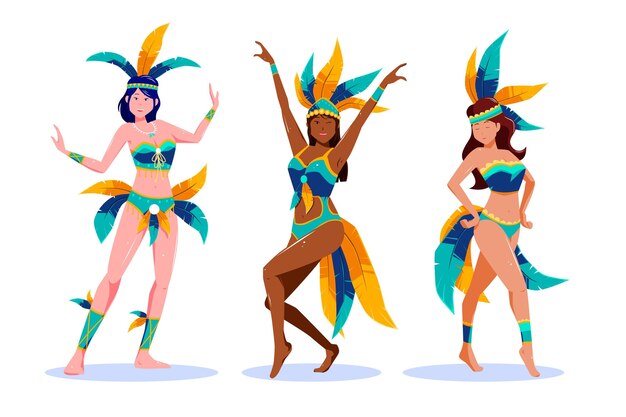 Brazilian carnival dancer set