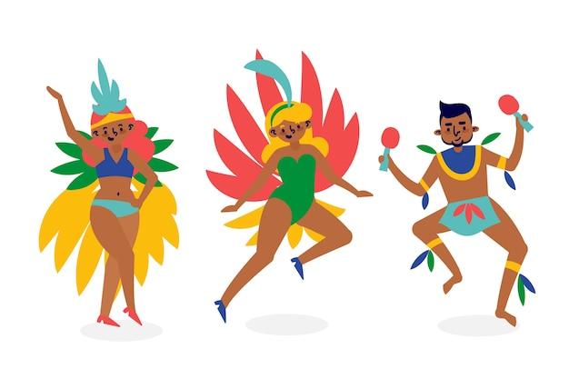 Free Vector brazilian carnival dancers illustration