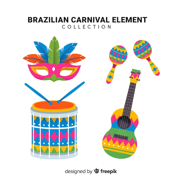 Free vector brazilian carnival element collection