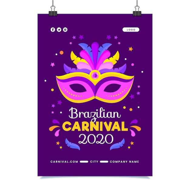 Brazilian carnival flyer template in flat design