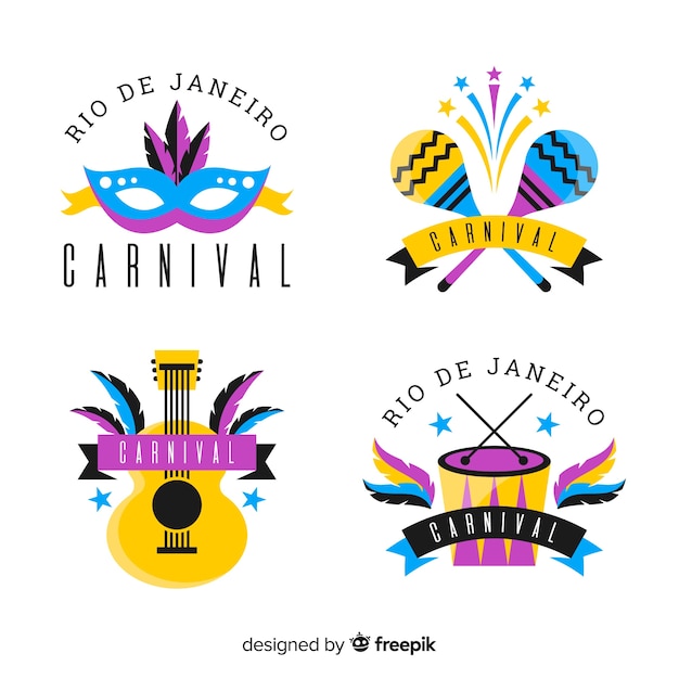 Free Vector brazilian carnival label collection