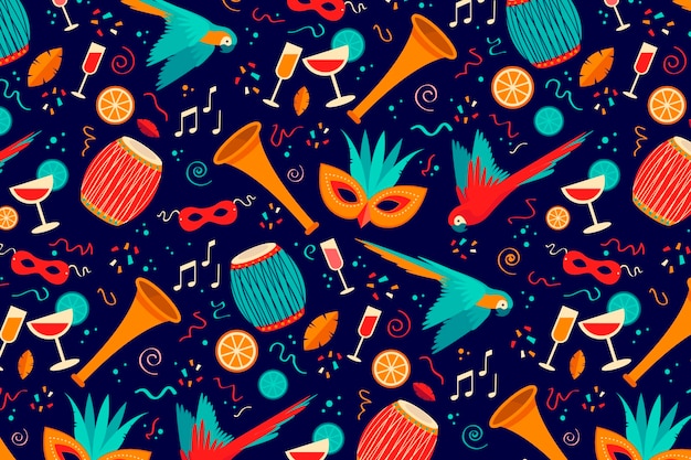 Free vector brazilian carnival pattern flat design