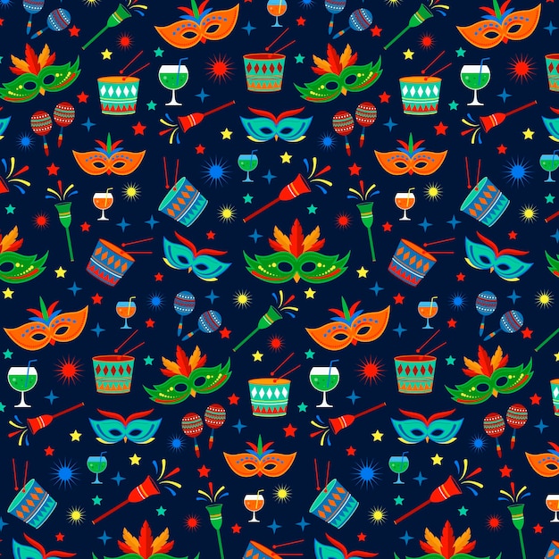 Brazilian carnival pattern in flat design