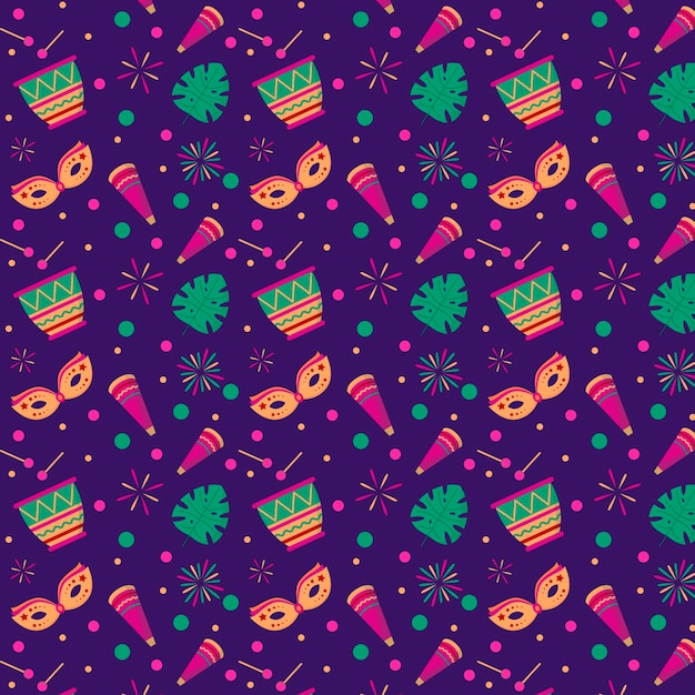 Brazilian carnival pattern in flat design