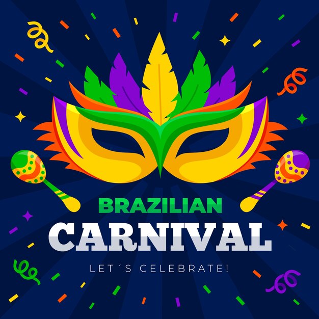 Brazilian carnival pattern with mask