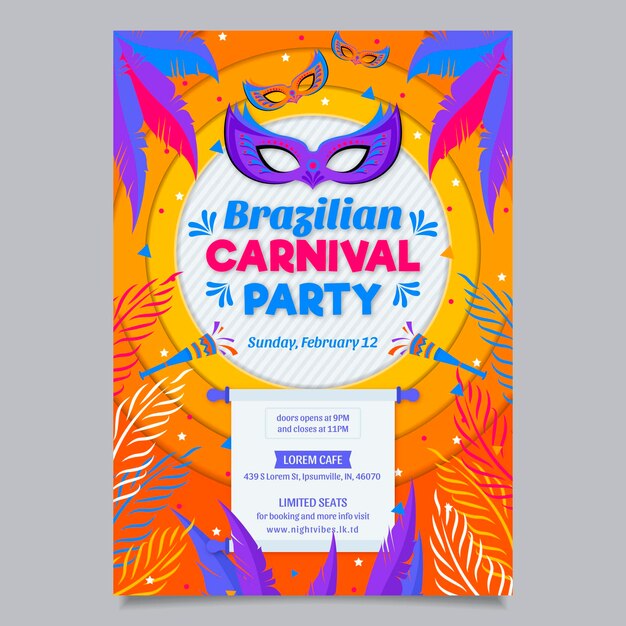 Brazilian carnival poster template flat design