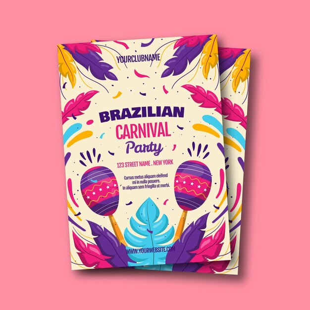 Brazilian carnival poster template hand drawn