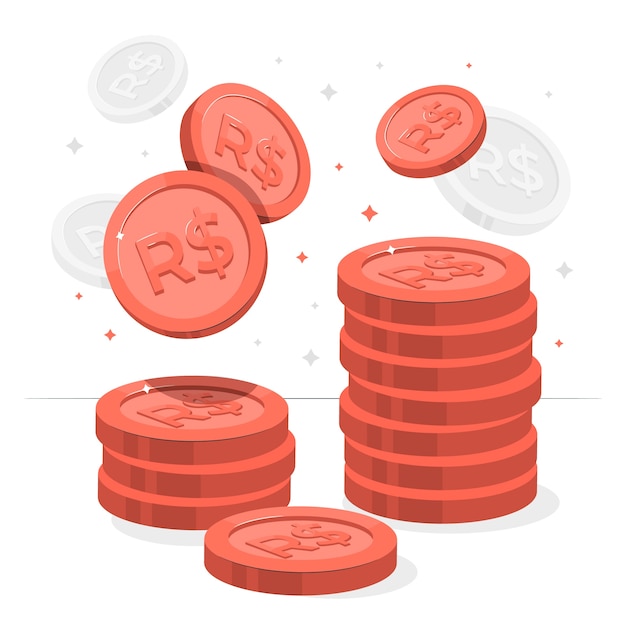 Free Vector brazilian real coins concept illustration