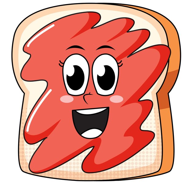 A bread cartoon character on white background