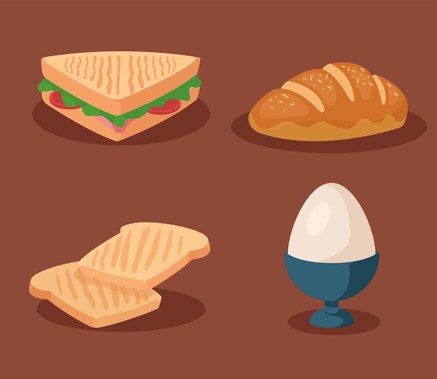 Bread with sandwich and egg