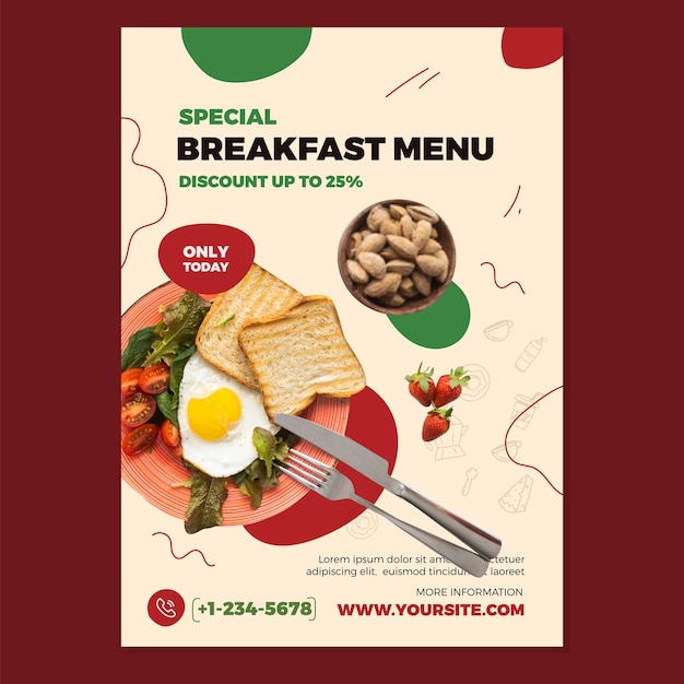 Breakfaast menu discount price flyer template