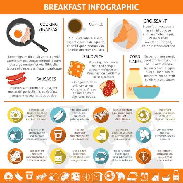 Free vector breakfast flat color infographic