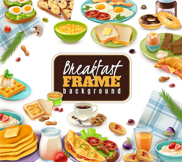 Free Vector breakfast frame background