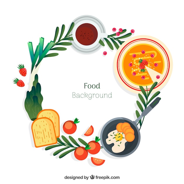 Breakfast frame with flat design