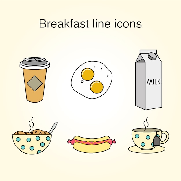 Breakfast line icons