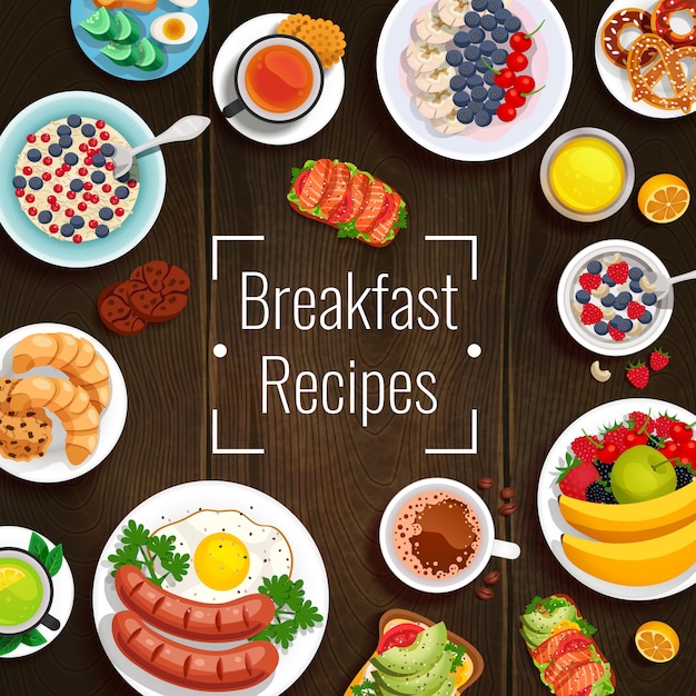 Free vector breakfast recipes vector illustration