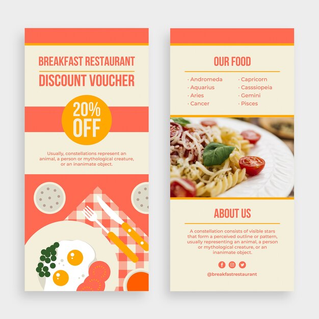 Breakfast restaurant discount rack card