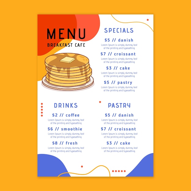 Breakfast restaurant menu template