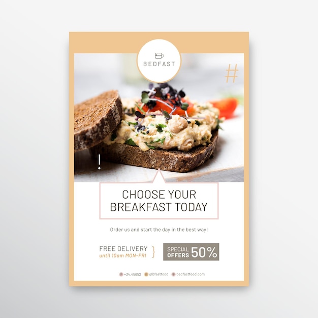 Breakfast restaurant poster template