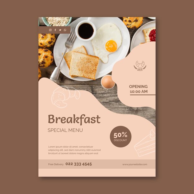 Breakfast restaurant vertical flyer template