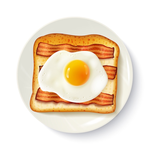 Breakfast Sandwich Top View Realistic Image 