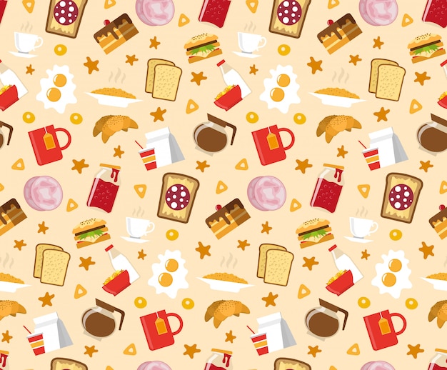 Breakfast Seamless Pattern 