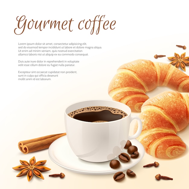 Free Vector breakfast with coffee background