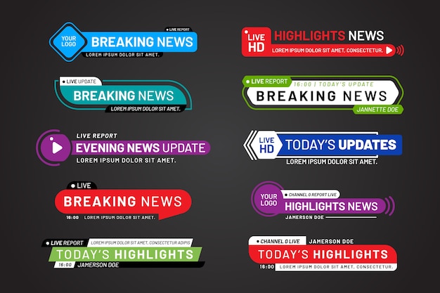 Free Vector breaking news banners template design