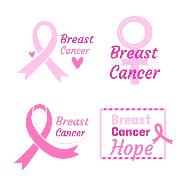 Free Vector breast cancer awareness month badges collection