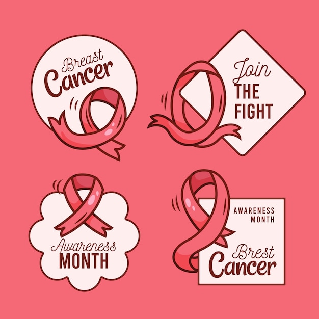 Free Vector breast cancer awareness month badges collection